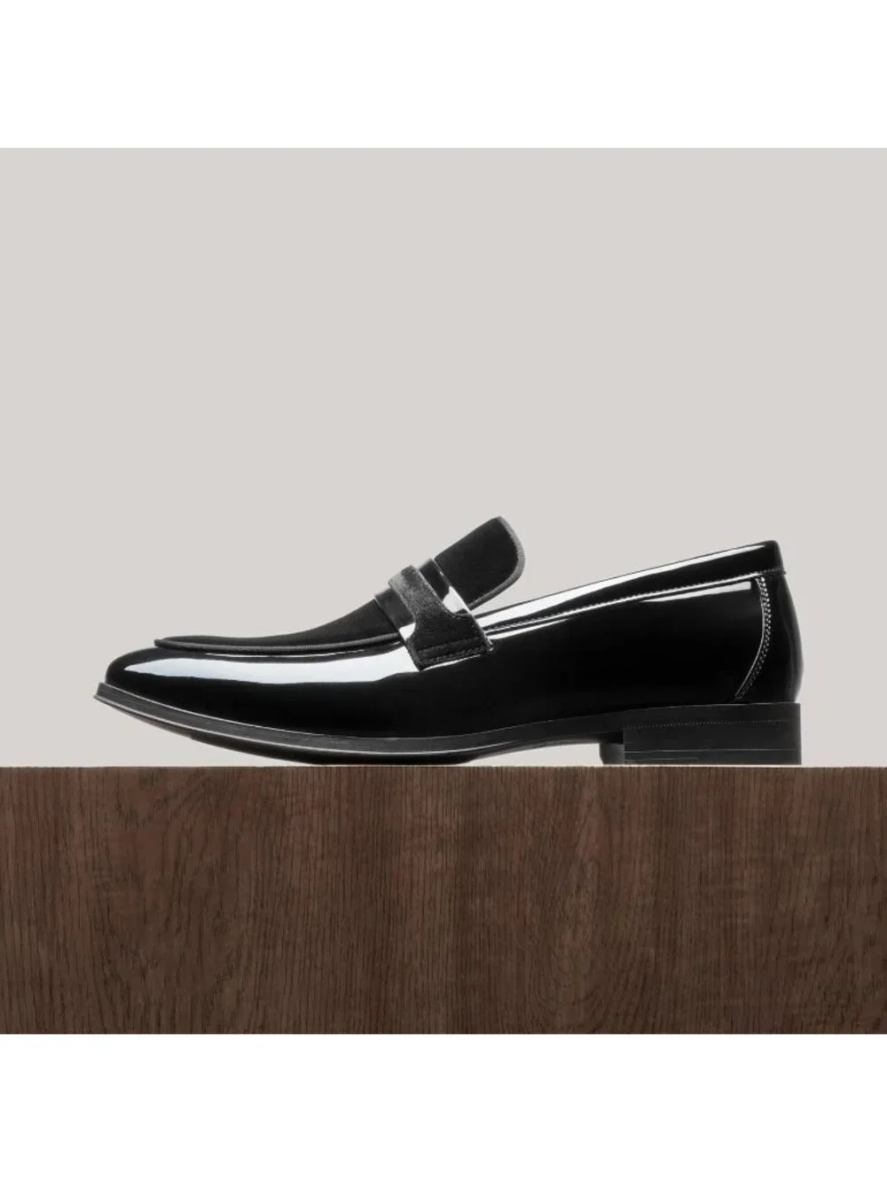 Mens Black Velvet Tuxedo Shiny Patent Slip-on Formal Wedding Dress Loafers Shoes